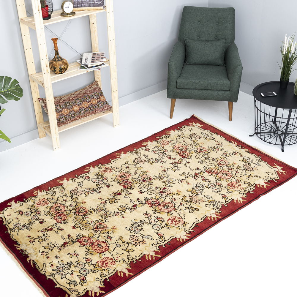 Oriental Rug Anatolian Hand Knotted Wool On Wool 135 X 239 Cm - 4' 6'' X 7' 11'' Sand C007 ER12