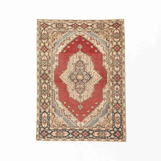 Oriental Rug Anatolian Hand Knotted Wool On Wool 138 X 188 Cm - 4' 7'' X 6' 3'' Sand C007 ER01