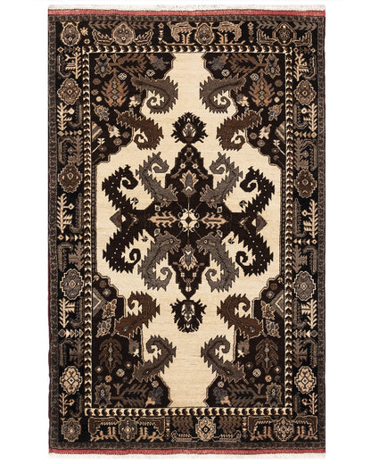 Oriental Rug Anatolian Hand Knotted Wool On Wool 138 X 214 Cm - 4' 7'' X 7' 1'' Brown C005 ER12