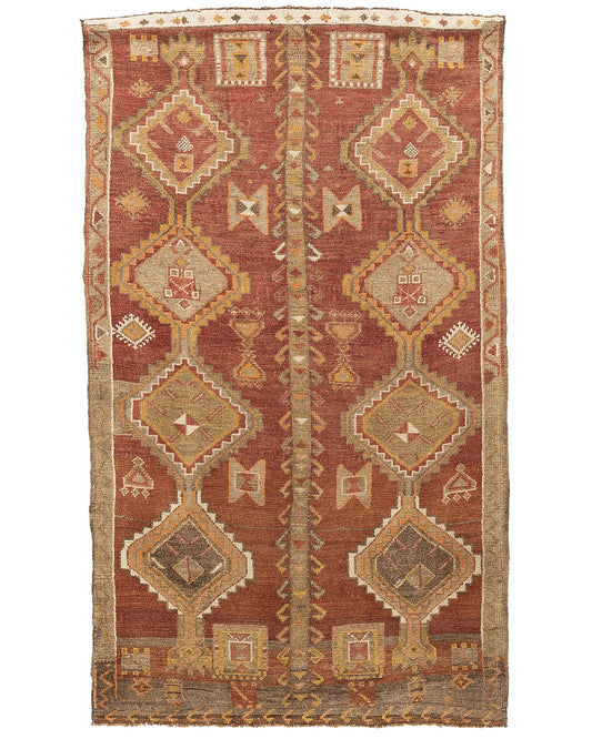 Oriental Rug Anatolian Hand Knotted Wool On Wool 139 X 232 Cm - 4' 7'' X 7' 8'' Orange C011 ER12