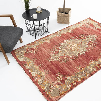 Oriental Rug Anatolian Hand Knotted Wool On Wool 140 X 220 Cm - 4' 8'' X 7' 3'' Red C014 ER12