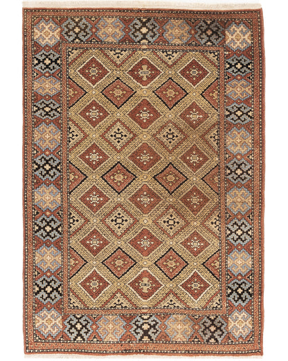 Oriental Rug Anatolian Hand Knotted Wool On Wool 144 X 200 Cm - 4' 9'' X 6' 7'' Orange C011 ER12