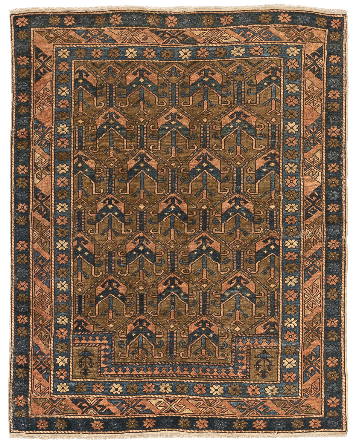 Oriental Rug Anatolian Hand Knotted Wool On Wool 145 X 180 Cm - 4' 10'' X 5' 11'' Brown C005 ER01