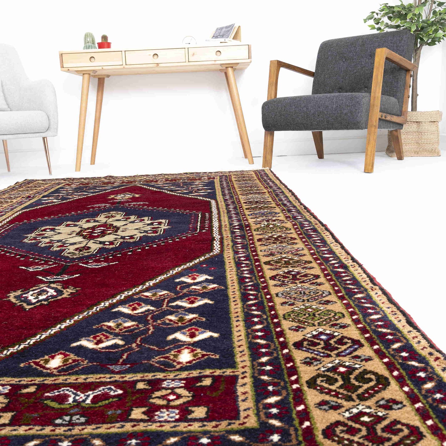 Oriental Rug Anatolian Hand Knotted Wool On Wool 147 X 264 Cm - 4' 10'' X 8' 8'' Burgundy C021 ER12