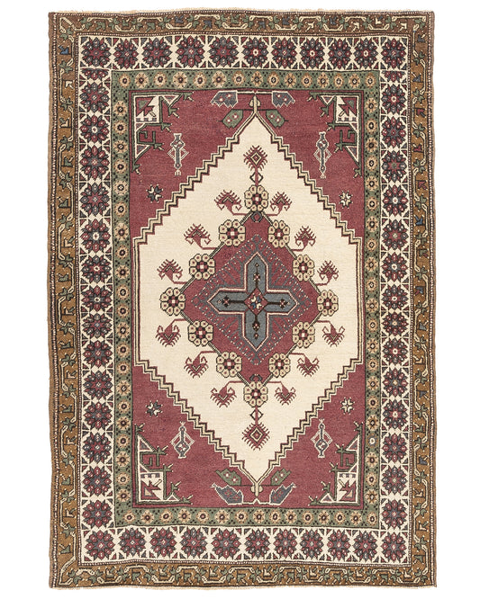 Oriental Rug Anatolian Hand Knotted Wool On Wool 148 X 215 Cm - 4' 11'' X 7' 1'' Burgundy C021 ER12