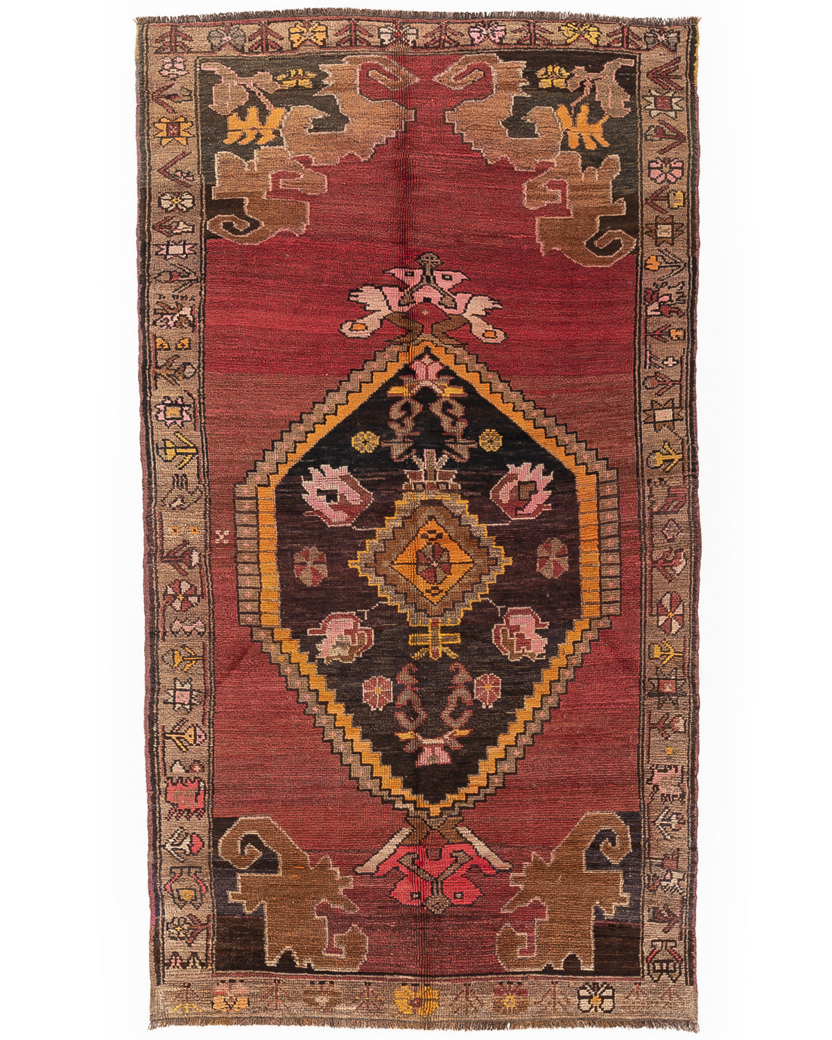 Oriental Rug Anatolian Hand Knotted Wool On Wool 154 X 314 Cm - 5' 1'' X 10' 4'' Red C014 ER12