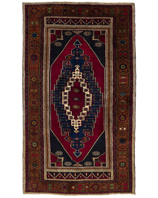 Oriental Rug Anatolian Hand Knotted Wool On Wool 158 X 275 Cm - 5' 3'' X 9' 1'' Navy Blue C012 ER12