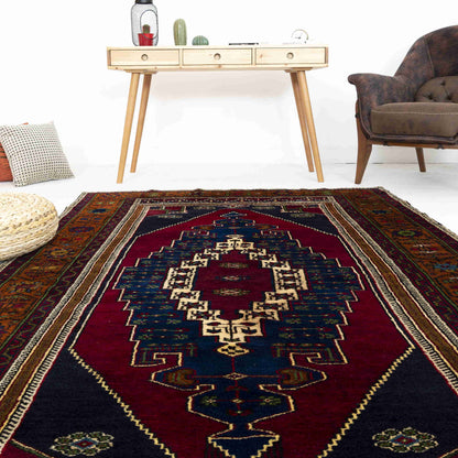 Oriental Rug Anatolian Hand Knotted Wool On Wool 158 X 275 Cm - 5' 3'' X 9' 1'' Navy Blue C012 ER12