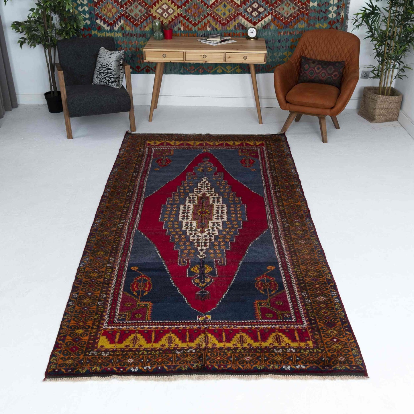 Oriental Rug Anatolian Hand Knotted Wool On Wool 159 X 313 Cm - 5' 3'' X 10' 4'' Burgundy C021 ER12