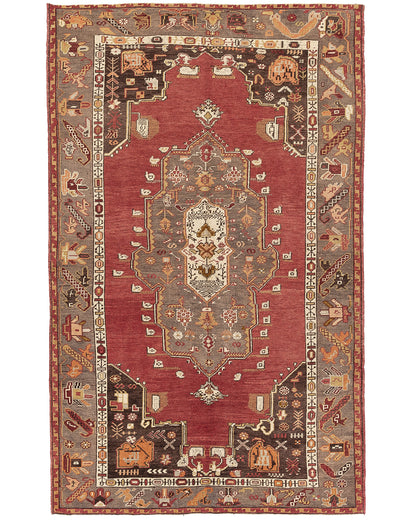 Oriental Rug Anatolian Hand Knotted Wool On Wool 160 X 257 Cm - 5' 3'' X 8' 6'' Red C014 ER12