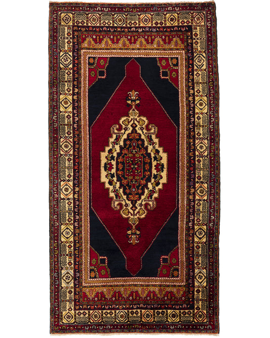 Oriental Rug Anatolian Hand Knotted Wool On Wool 163 X 295 Cm - 5' 5'' X 9' 9'' Navy Blue C012 ER12