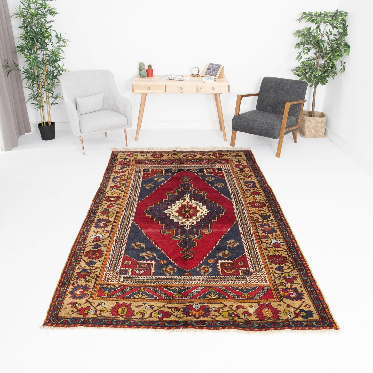 Oriental Rug Anatolian Hand Knotted Wool On Wool 172 X 292 Cm - 5' 8'' X 9' 7'' Red C014 ER12