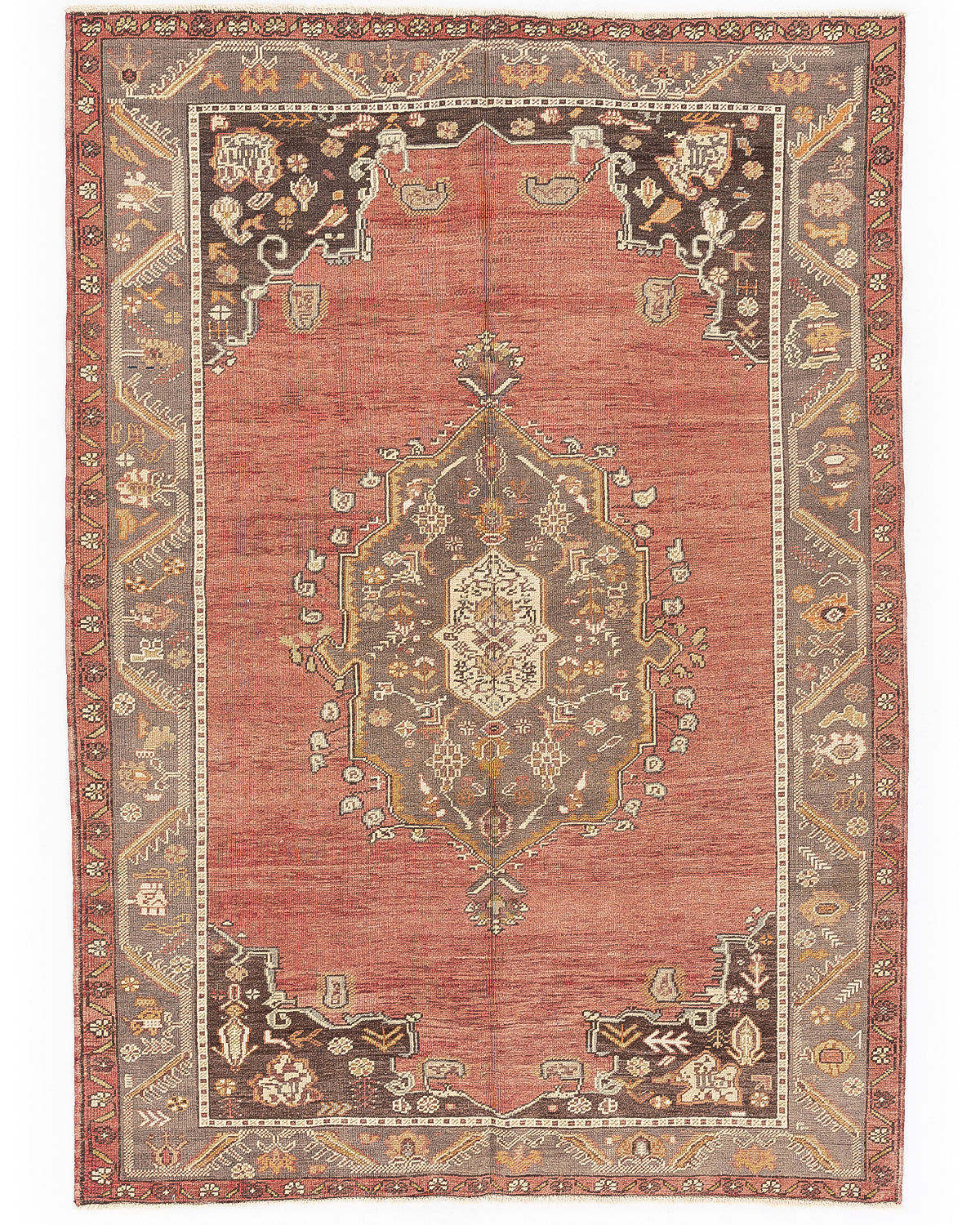 Oriental Rug Anatolian Hand Knotted Wool On Wool 185 X 263 Cm - 6' 1'' X 8' 8'' Red C014 ER12