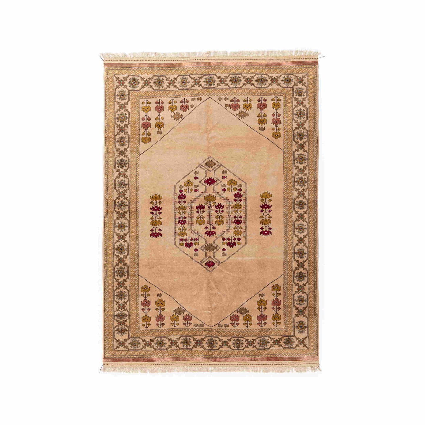 Oriental Rug Anatolian Hand Knotted Wool On Wool 187 X 263 Cm - 6' 2'' X 8' 8'' Sand C007 ER12