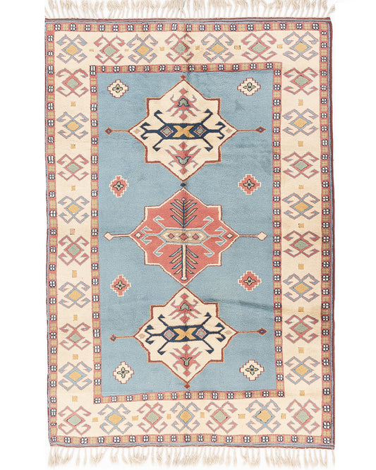 Oriental Rug Anatolian Hand Knotted Wool On Wool 187 X 276 Cm - 6' 2'' X 9' 1'' Light Blue C013 ER12