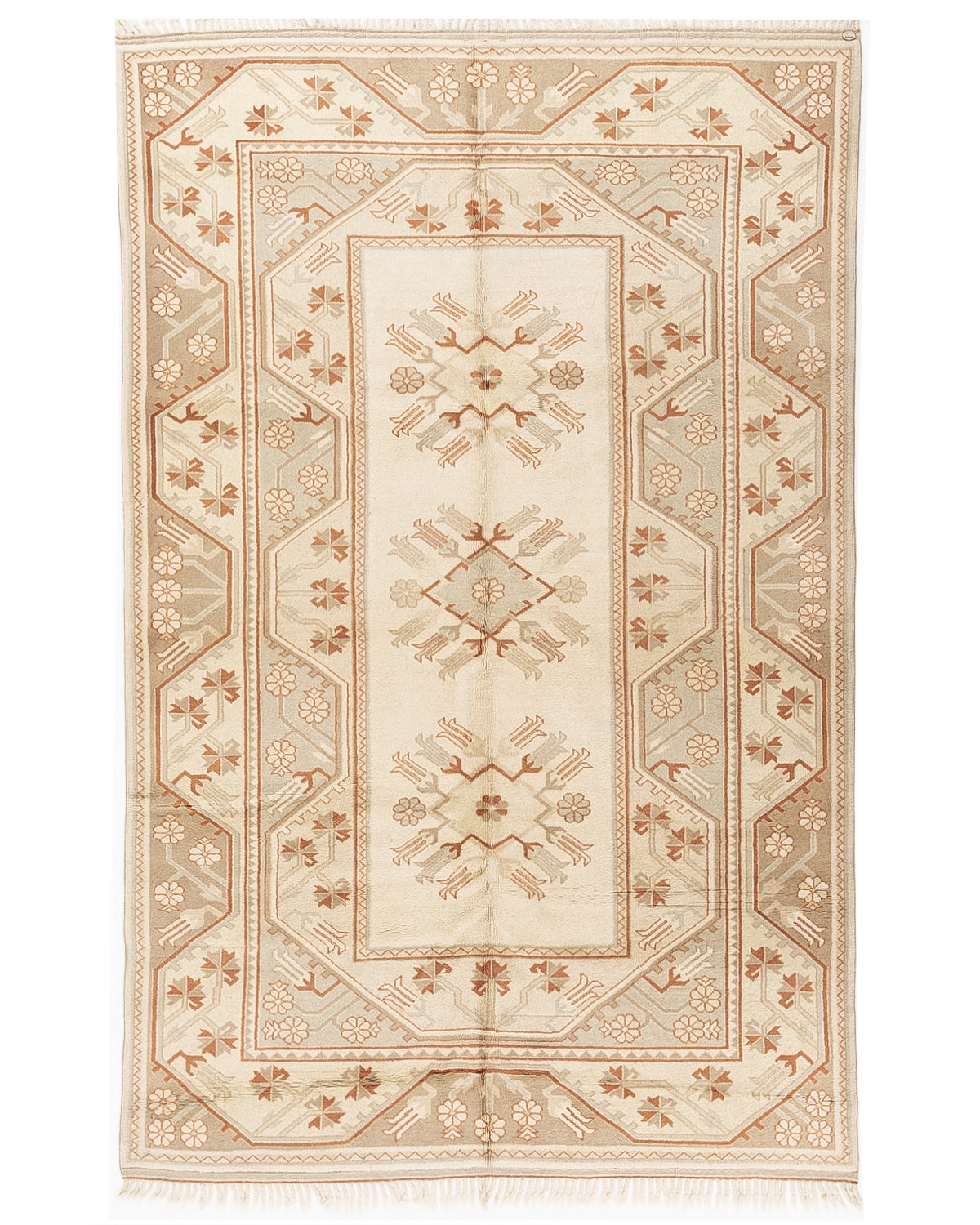 Oriental Rug Anatolian Hand Knotted Wool On Wool 201 X 290 Cm - 6' 8'' X 9' 7'' Sand C007 ER23