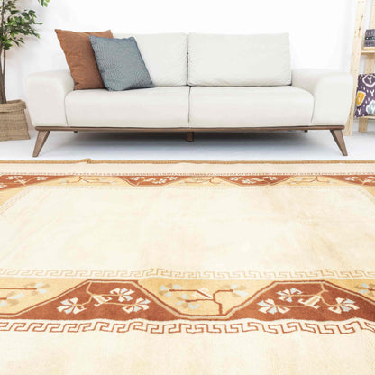 Oriental Rug Anatolian Hand Knotted Wool On Wool 201 X 291 Cm - 6' 8'' X 9' 7'' Sand C007 ER23