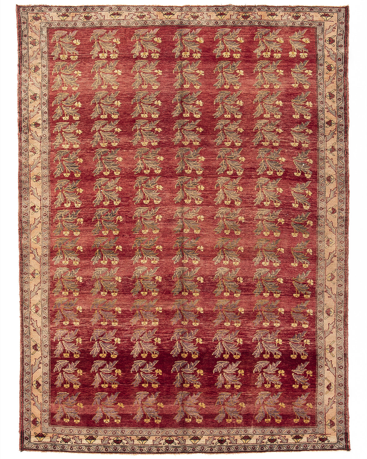 Oriental Rug Anatolian Hand Knotted Wool On Wool 203 X 273 Cm - 6' 8'' X 9' Burgundy C021 ER12