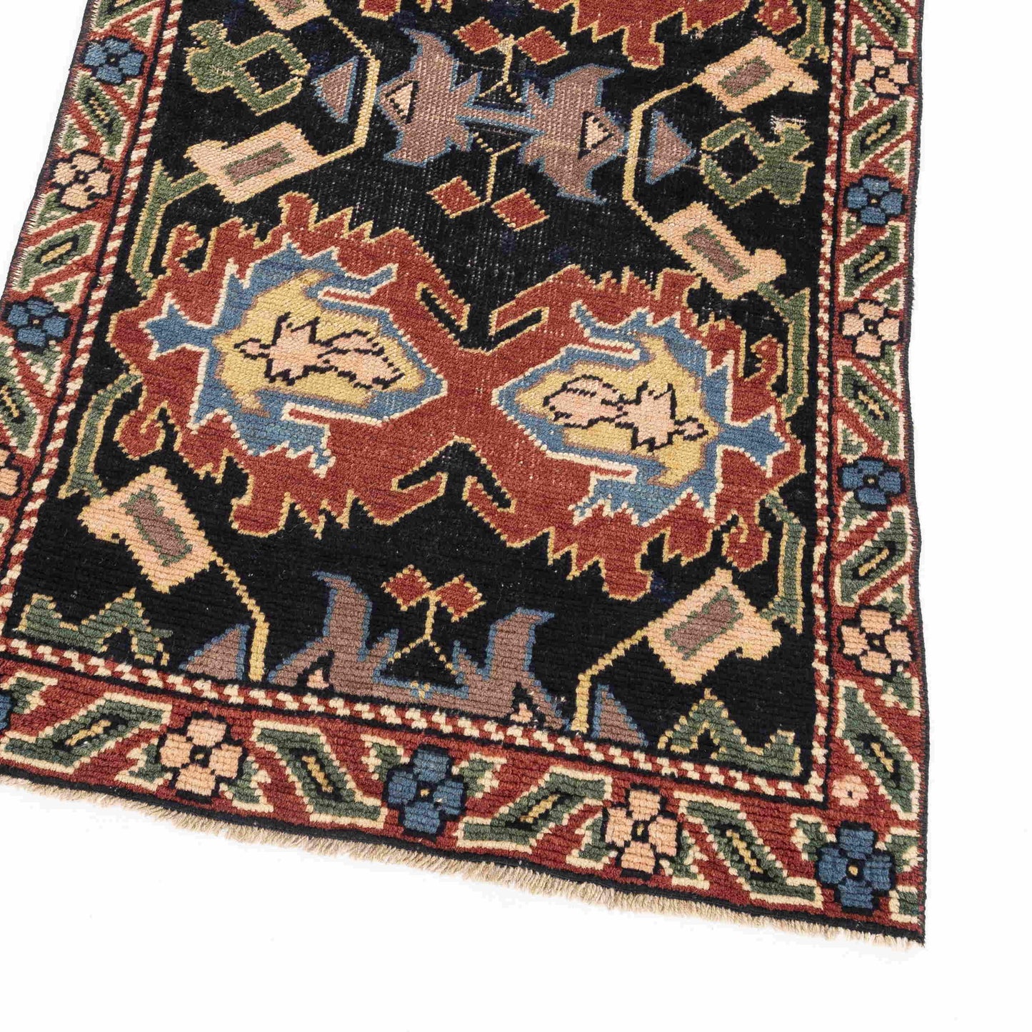 Oriental Rug Anatolian Hand Knotted Wool On Wool 63 X 106 Cm - 2' 1'' X 3' 6'' Black C002 ER01