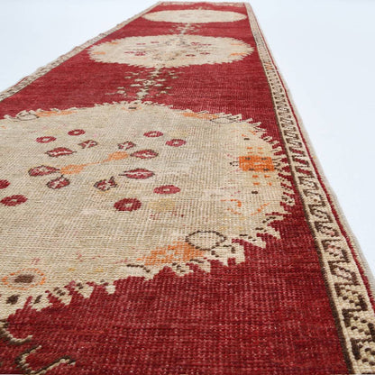 Oriental Rug Anatolian Hand Knotted Wool On Wool 78 X 398 Cm - 2' 7'' X 13' 1'' Red C014 ER12