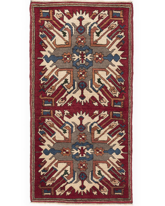 Oriental Rug Anatolian Hand Knotted Wool On Wool 91 X 175 Cm - 3' X 5' 9'' Burgundy C021 ER01