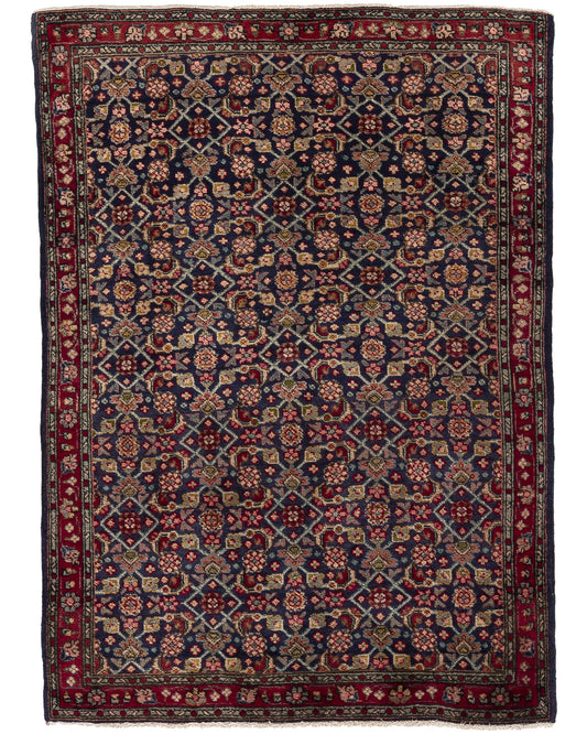 Oriental Rug Anatolian Handmade Wool On Cotton 106 X 140 Cm - 3' 6'' X 4' 8'' Navy Blue C012 ER01