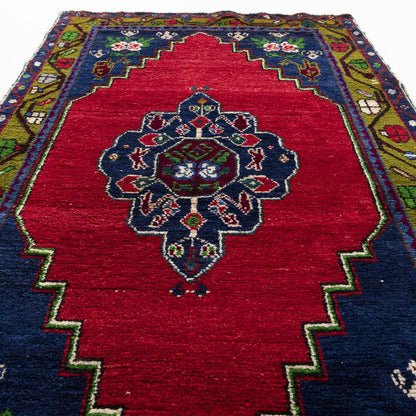 Oriental Rug Anatolian Handmade Wool On Cotton 109 X 186 Cm - 3' 7'' X 6' 2'' Navy Blue C012 ER01