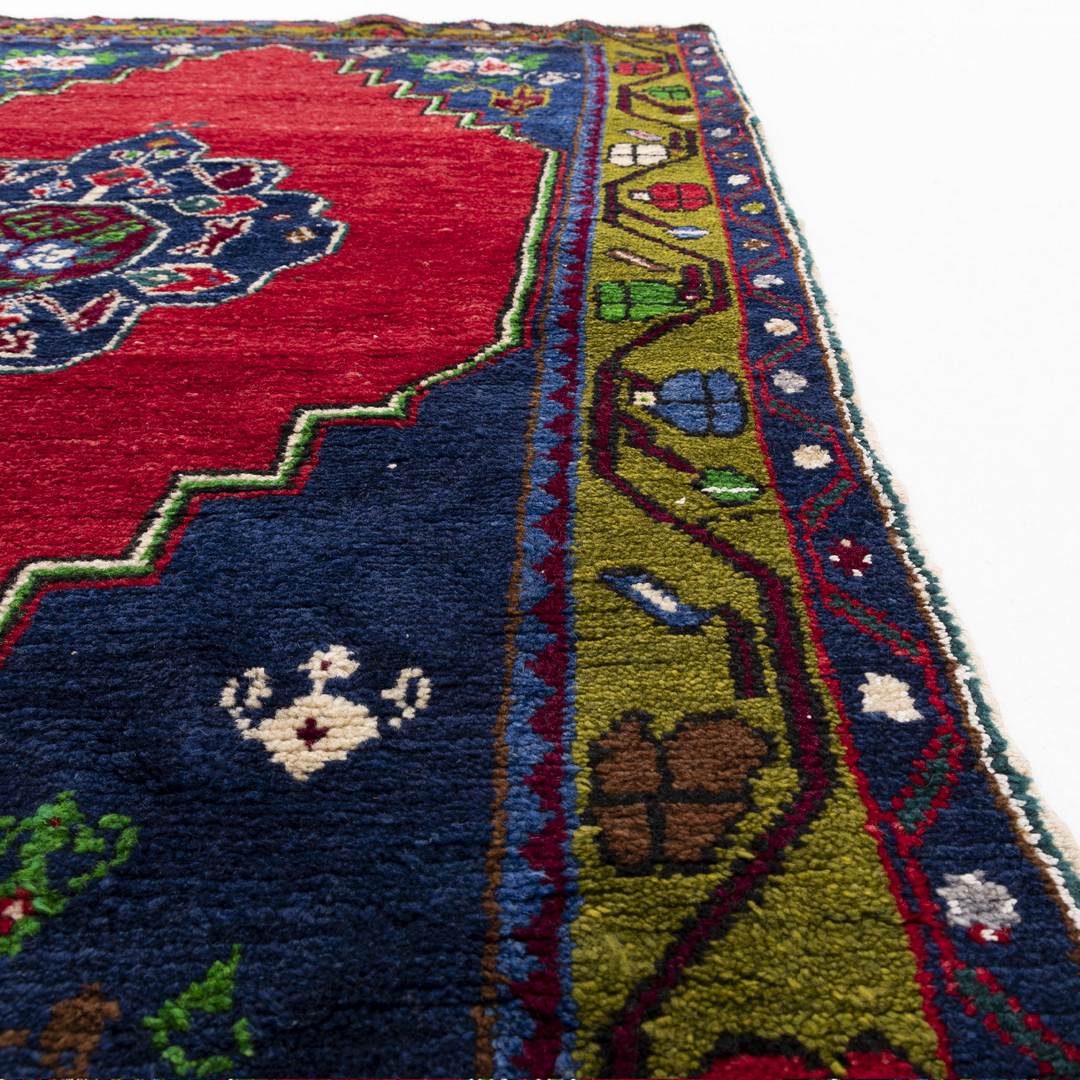 Oriental Rug Anatolian Handmade Wool On Cotton 109 X 186 Cm - 3' 7'' X 6' 2'' Navy Blue C012 ER01