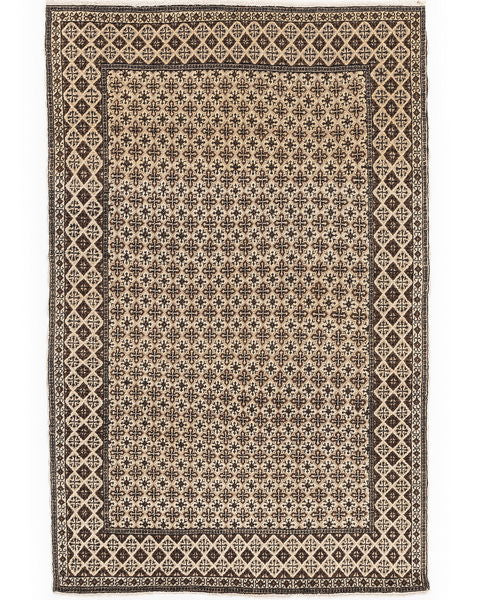 Oriental Rug Anatolian Handmade Wool On Cotton 138 X 214 Cm - 4' 7'' X 7' 1'' Brown C005 ER12