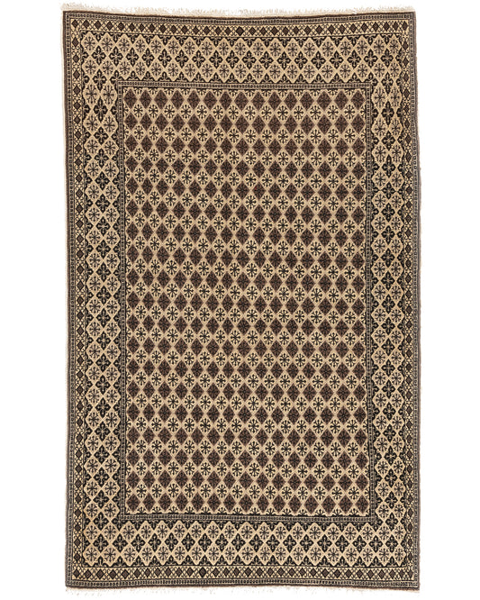 Oriental Rug Anatolian Handmade Wool On Cotton 143 X 223 Cm - 4' 9'' X 7' 4'' Brown C005 ER12