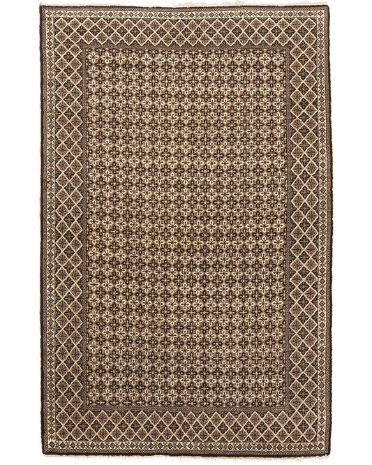 Oriental Rug Anatolian Handmade Wool On Cotton 145 X 219 Cm - 4' 10'' X 7' 3'' Brown C005 ER12