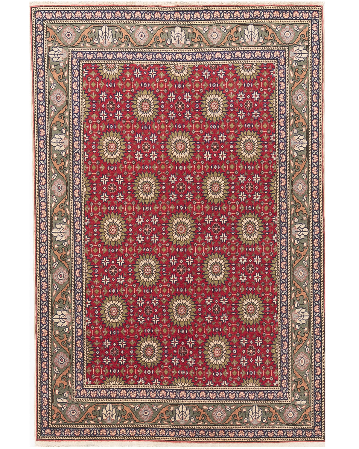 Oriental Rug Anatolian Handmade Wool On Cotton 147 X 226 Cm - 4' 10'' X 7' 5'' Red C014 ER12