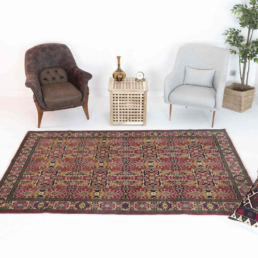 Oriental Rug Anatolian Handmade Wool On Cotton 155 X 246 Cm - 5' 2'' X 8' 1'' Pink C004 ER12