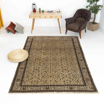 Oriental Rug Anatolian Handmade Wool On Cotton 193 X 283 Cm - 6' 4'' X 9' 4'' Brown C005 ER12