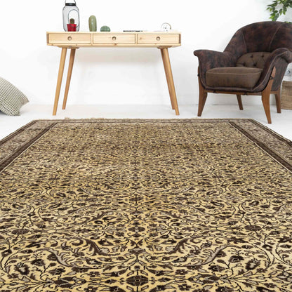 Oriental Rug Anatolian Handmade Wool On Cotton 193 X 283 Cm - 6' 4'' X 9' 4'' Brown C005 ER12