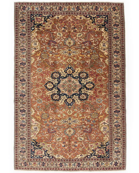 Oriental Rug Anatolian Handmade Wool On Cotton 194 X 295 Cm - 6' 5'' X 9' 9'' Orange C011 ER23