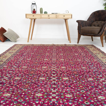 Rug Handmade Wool On Cotton Authentic Unique 195 X 290 Cm - 6' 5'' X 9' 7'' Fuchsia C020