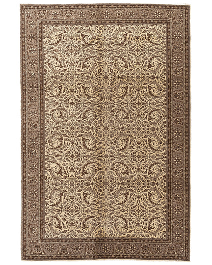 Oriental Rug Anatolian Handmade Wool On Cotton 195 X 291 Cm - 6' 5'' X 9' 7'' Brown C005 ER12
