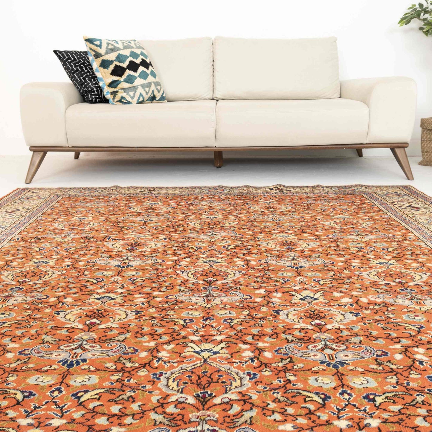 Oriental Rug Anatolian Handmade Wool On Cotton 197 X 282 Cm - 6' 6'' X 9' 4'' Orange C011 ER12