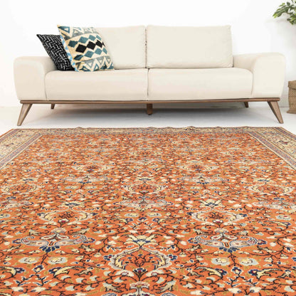 Oriental Rug Anatolian Handmade Wool On Cotton 197 X 282 Cm - 6' 6'' X 9' 4'' Orange C011 ER12