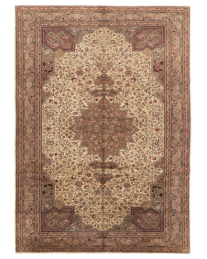 Oriental Rug Anatolian Handmade Wool On Cotton 200 X 284 Cm - 6' 7'' X 9' 4'' Brown C005 ER12