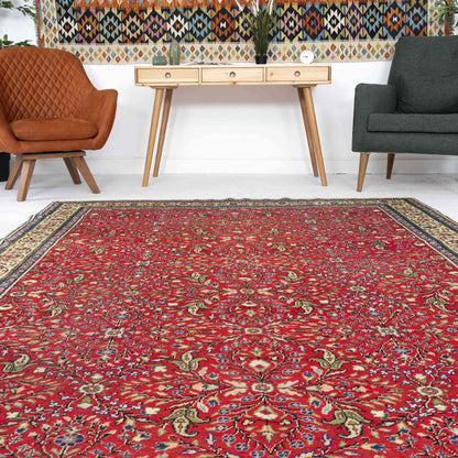 Oriental Rug Anatolian Handmade Wool On Cotton 204 X 286 Cm - 6' 9'' X 9' 5'' Red C014 ER23