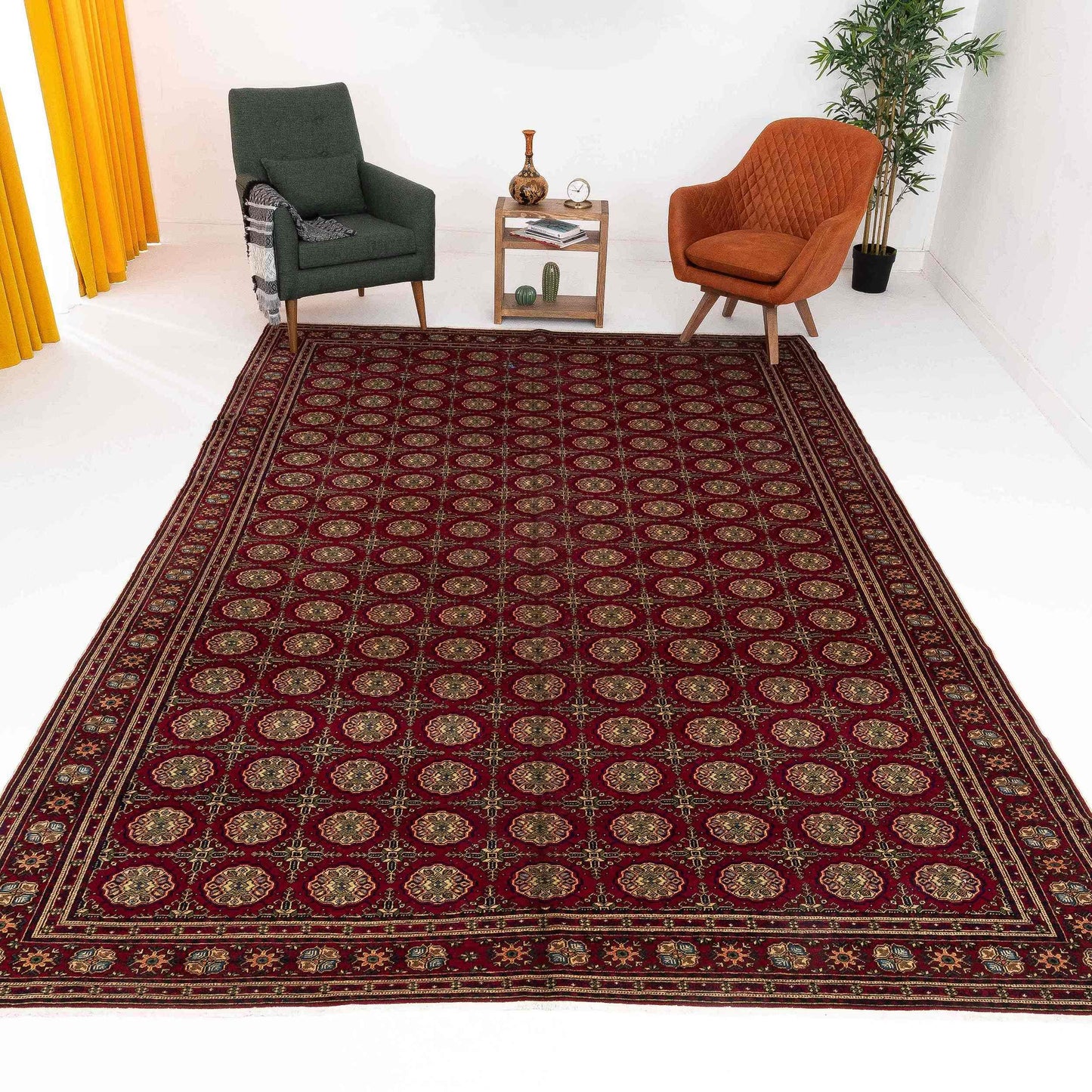 Oriental Rug Anatolian Handmade Wool On Cotton 248 X 368 Cm - 8' 2'' X 12' 1'' Burgundy C021 ER34