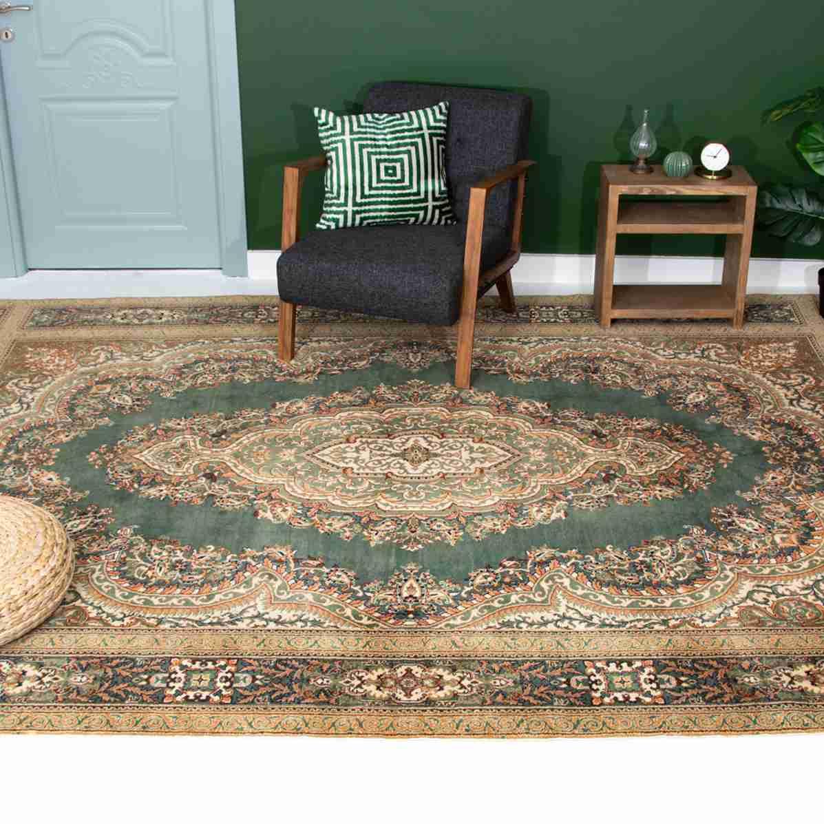 Oriental Rug Anatolian Handmade Wool On Cotton 249 X 353 Cm - 8' 3'' X 11' 7'' Green C001 ER34