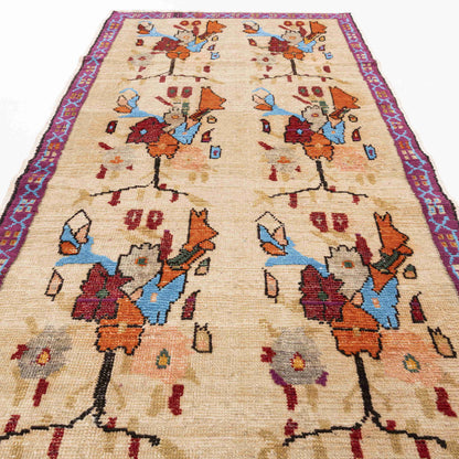 Oriental Rug Anatolian Handmade Wool On Cotton 81 X 200 Cm - 2' 8'' X 6' 7'' Sand C007 ER01