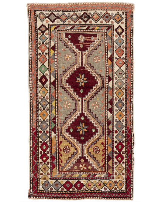 Oriental Rug Anatolian Handmade Wool On Cotton 85 X 164 Cm - 2' 10'' X 5' 5'' Sand C007 ER01