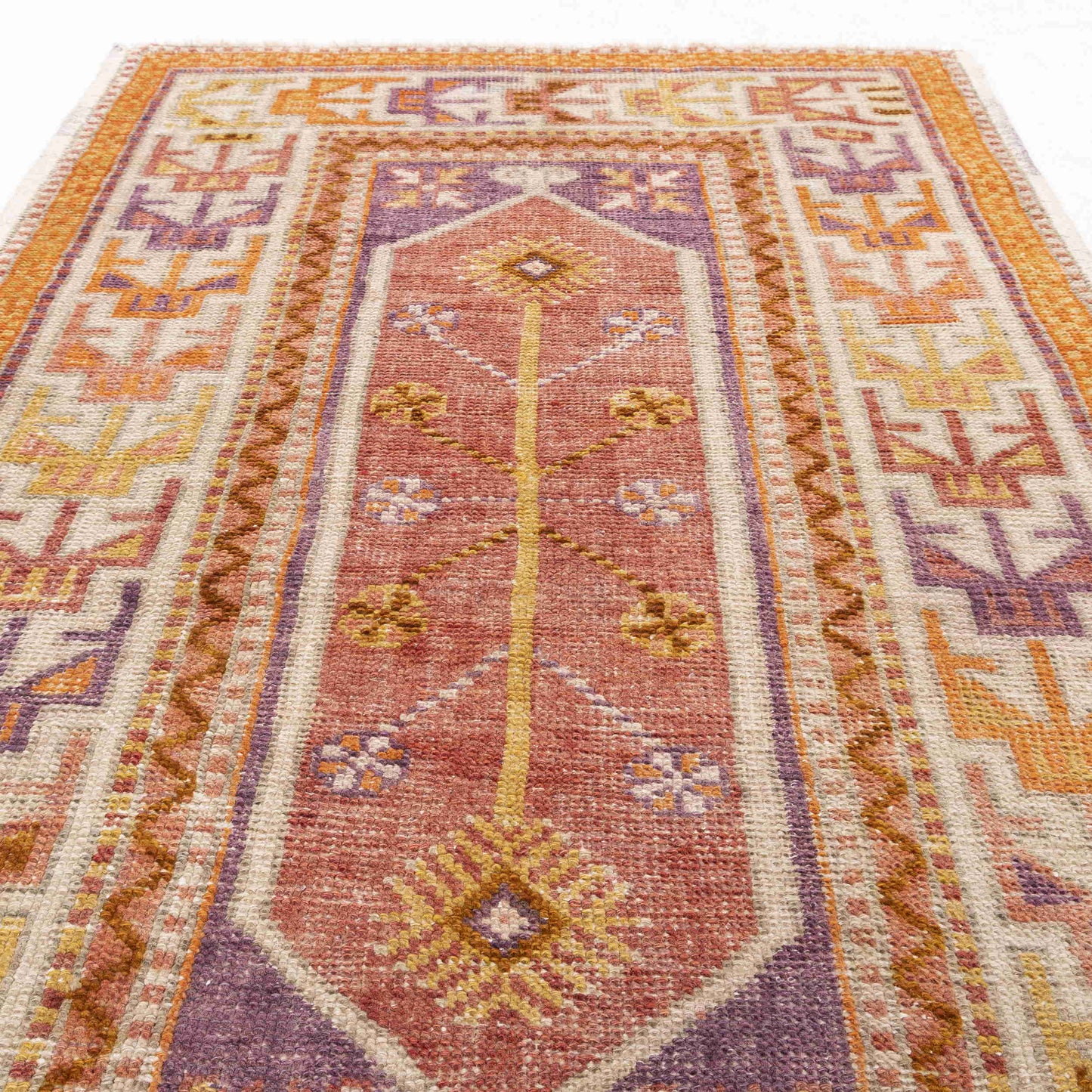 Oriental Rug Anatolian Handmade Wool On Cotton 95 X 145 Cm - 3' 2'' X 4' 10'' Orange C011 ER01