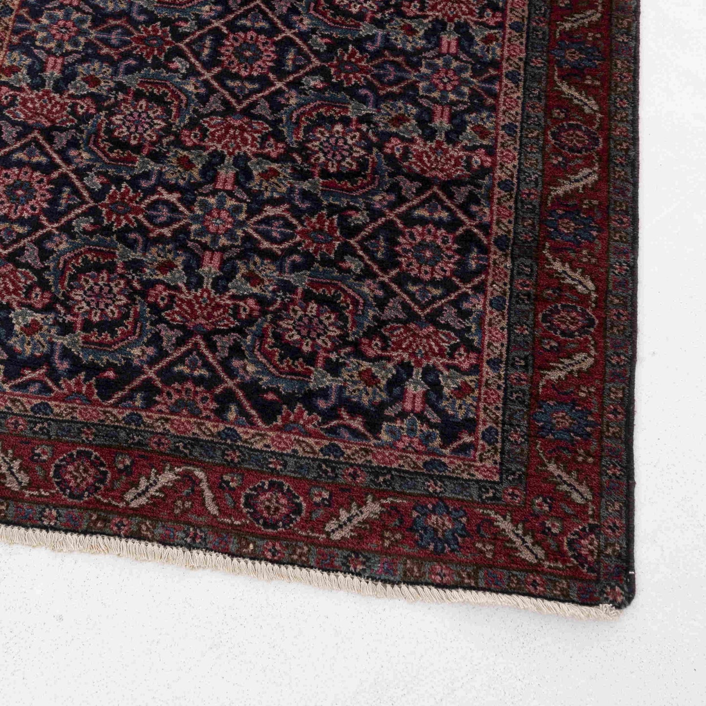 Oriental Rug Anatolian Handmade Wool On Cotton 96 X 180 Cm - 3' 2'' X 5' 11'' Navy Blue C012 ER01