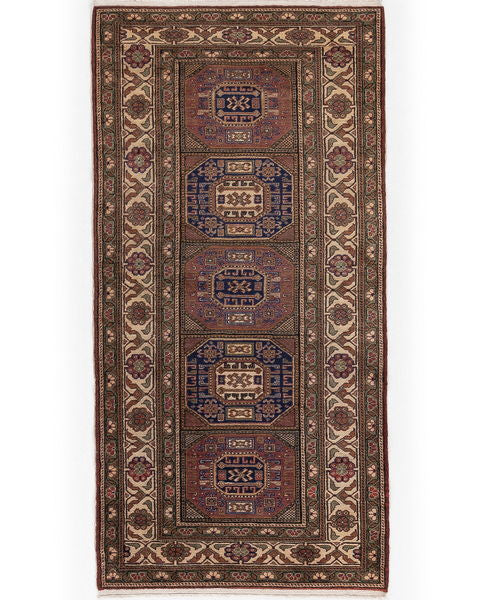 Oriental Rug Anatolian Handmade Wool On Cotton 98 X 194 Cm - 3' 3'' X 6' 5'' Brown C005 ER01