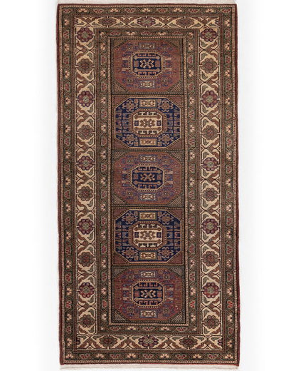 Oriental Rug Anatolian Handmade Wool On Cotton 98 X 194 Cm - 3' 3'' X 6' 5'' Brown C005 ER01